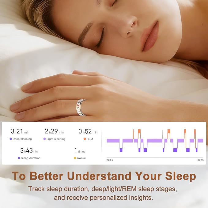 Enamel Craft Smart Ring for Women & Men, No Subscription Fitness Tracker with Heart Rate, Sleep Tracking, SpO2 – IP68 for iOS & Android (Enamel Color, 7)