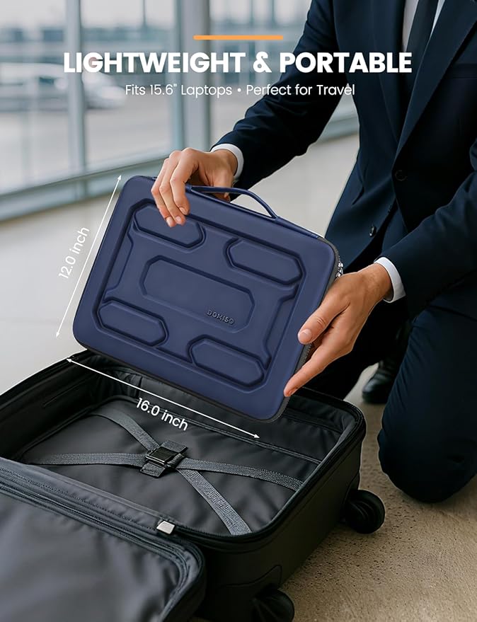 DOMISO 15.6 inch Laptop Sleeve with Handle Shockproof Waterproof EVA Protective Case for 15.6" Yoga 720 IdeaPad 310 320 ThinkPad T570/Legion 5 Gen 6/HP Envy 15/15.6" Notebooks, Dark Blue