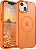 SUPFINE Magnetic for iPhone 14 Case & iPhone 13 Case (Compatible with MagSafe)(Military Grade Drop Protection) Translucent Matte Shockproof Phone Cover,Starry Orange
