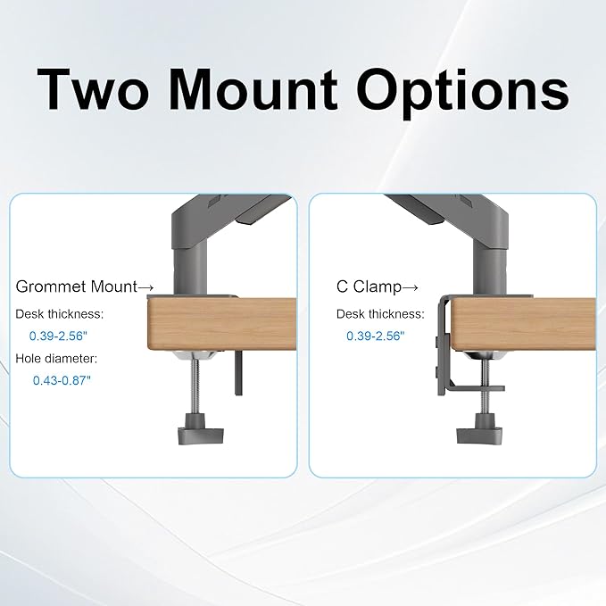 THEARK Single Monitor Desk Mount 17"-32" Screens - Adjustable Gas Spring Monitor Arm Computer Monitor Stand up to 19.8 lbs,VESA Arm Desk Mount with C-Clamp and Grommet Base,VESA 75x75/100x100mm,Silver