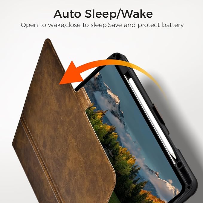 Slim Case for iPad Pro 13 Inch M5/M4 (2025/2024) A3360/A3361/A2925/A2926 with Pencil Holder,Lightweight Cover,Magnetic Closure,Multi Angle Stand,Typing Angle,Auto Sleep/Wake,Dark Brown