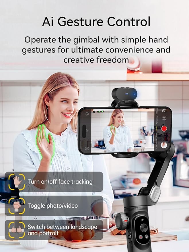 AOCHUAN 3-Axis Gimbal Stabilizer for Smartphone Smart AI XPro Black & B10 Storage Bag & E10 Extension Rod