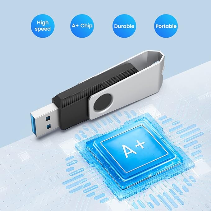 Aiibe 32GB Flash Drive 3.0 5 Pack USB 3.0 Flash Drive 32 GB Thumb Drive Swivel USB Memory Stick USB Drives 3.0 (32G, 5 Mixed Colors: Black Red Cyan Green Purple)