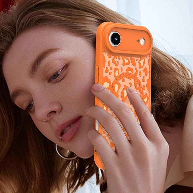 KANGHAR Case Compatible with iPhone Air Orange Leopard Printed Pattern [Compatible with Magsafe] Cute Cheetah Protective Magnetic Case for Girls Women 6.7"