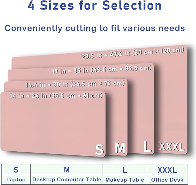 Boutilon Leather Desk Pad Protector,Non-Slip Mouse Pad,Laptop Desk Pad,Office Mouse Mat,Waterproof Leather Desk Blotter,Desk Writing Pad for Office and Home (XXL-Pink,47.2"x 17")