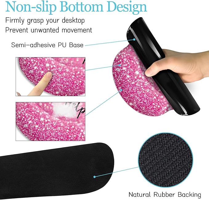 LIMKRIAN Pink Mouse Pad Set, Ergonomic Mouse Pad with Wrist Rest Keyboard Wrist Support, Large Desk Matt for Desktop, Gaming Mousepad Cup Coaster Set, Cute Pink Office Desk Accessories Decor Supplies