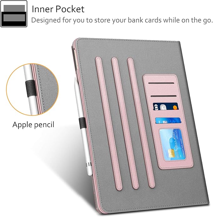 Fintie Multi-Angle Case, 2017/2015 iPad Pro 12.9 inch (Old Model) 1st & 2nd Gen Case - [Corner Protection] Folio Stand Cover with Pencil Holder & Pocket, Auto Wake/Sleep, Rose Gold