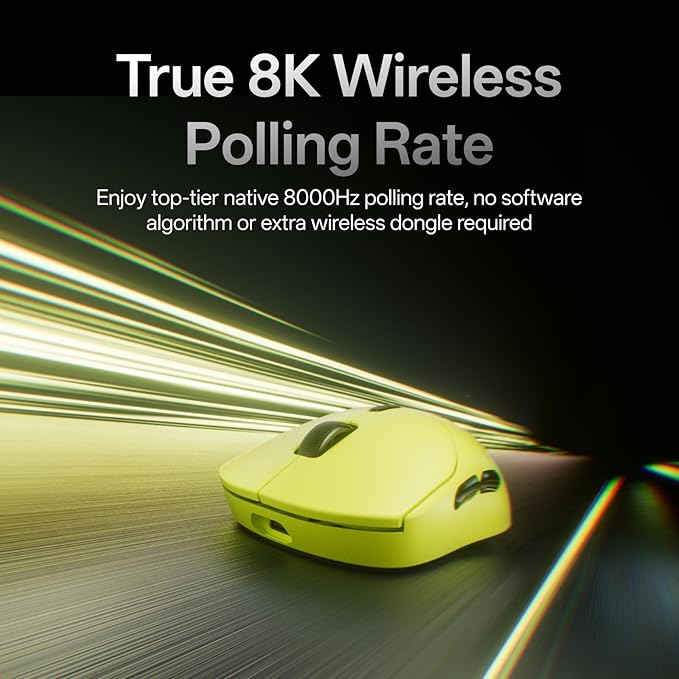 Rapoo VT2 Wireless Gaming Mouse, True 8K Wireless Polling Rate, 53g Lightweight, Up to 750 Hr Battery, Nordic nRF54L15 MCU, 100-Million Mechanical Switch, 10 Programmable Buttons, Macro Enabled