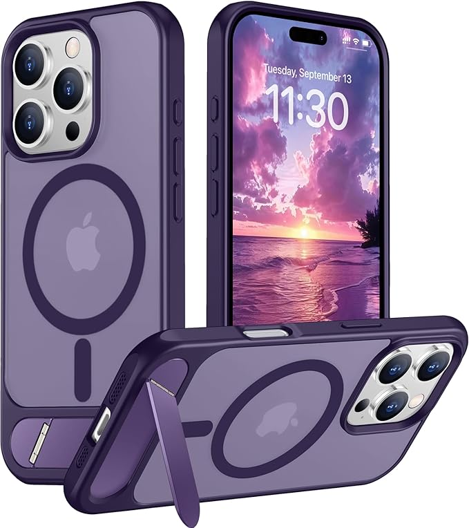 Magnetic Compatible with iPhone 16 Pro Case, [Built-in Invisible Kickstand][Compatible with MagSafe] [Military Grade Shockproof] Slim Translucent Matte Phone Case for iPhone 16 Pro 6.3"