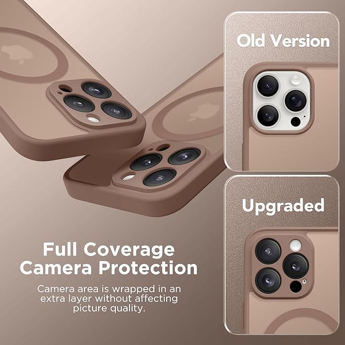 CAPRARO Magnetic Compatible with iPhone 16 Pro Case, Upgraded [Full Camera Protection] [Compatible with MagSafe] Protective Translucent Matte Women Girl Phone Case Cover, Brown