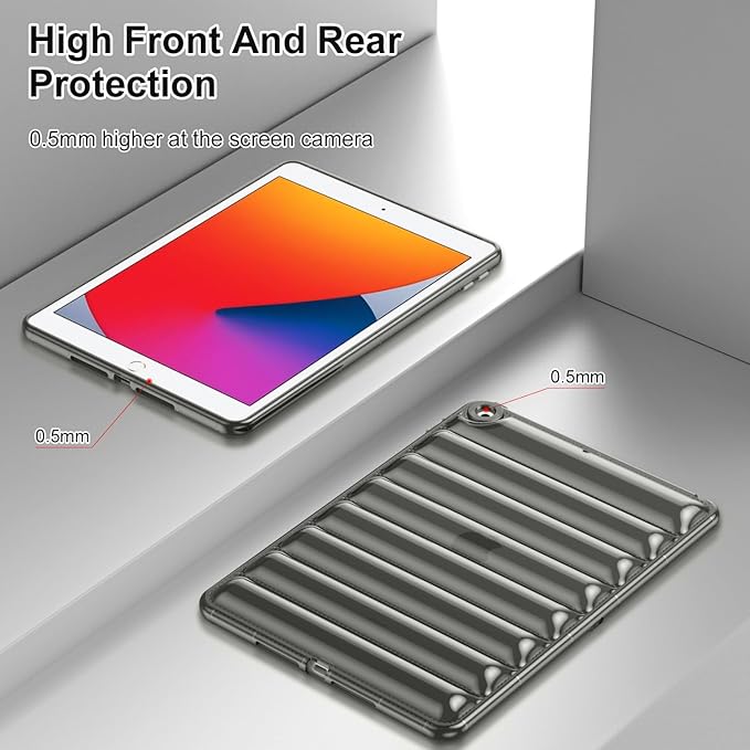 Case for iPad 9th/8th/7th Generation 10.2 inch 2021/2020/2019, Clear Shockproof Soft TPU Back Cover Silicone Bumper Anti-Yellowing Slim Lightweight Protective Shell for iPad 10.2 inch, Gray