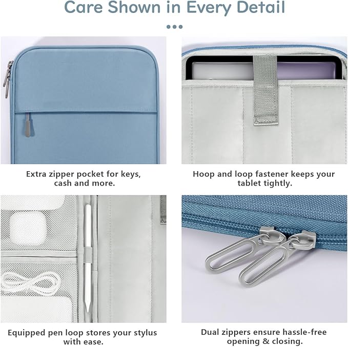 Dadanism 13 Inch Tablet Sleeve Padded Carrying Case for New iPad Air 13" M4/M3 2026/2025, iPad Pro 13" M5/M4 2025/2024, Galaxy Tab S10+/S9 FE+/S9+ 12.4", Remarkable Paper Pro 11.8", Blue