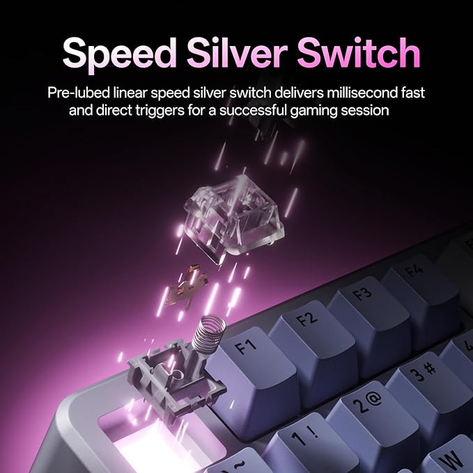 Rapoo V700DIY-75 Wireless Mechanical Keyboard, BT5.0 + 2.4GHz, Hot Swappable Custom Gaming Keyboard, Speed Silver Linear Switch, 16.8M Per-Key RGB, Gasket Mount, Creamy Sound, Full NKRO Anti-Ghosting