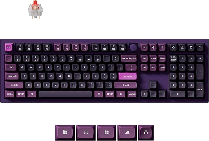 Keychron Q6 Pro Full-Size Wireless Bluetooth Mechanical Keyboard, Full Aluminum, Hot-Swappable Keychron Super Red Switch, Launcher Programmable, NKRO Knob, KSA PBT Keycaps, Mac/Win/Linux - Purple