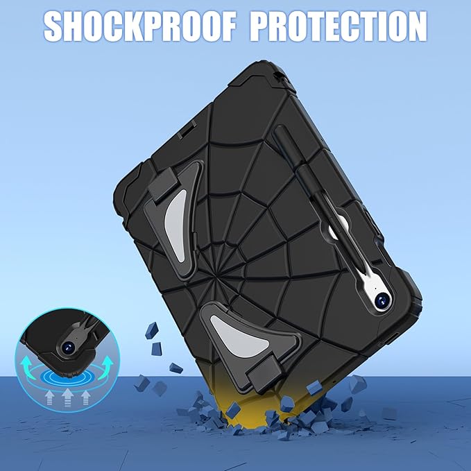 AKABEILA Compatible with Samsung Galaxy Tab S7/S8/S9/S9 FE 11 inch(2023) Tablet Case，Lightweight Shockproof Rugged Protective Cover with Kickstand for Kids Children Boys Babies Black