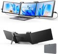 14'' Triple Laptop Screen Extender, 1080P FHD Portable Monitor for 14"-17" Laptop with USB-C/HDMI Port, Plug-Play Monitor Extender for Triple Display for Mac/Windows Remote Work & Multitasking