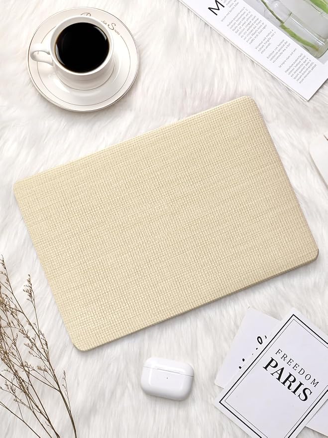Seorsok Compatible with New MacBook Air 13.6 inch Case M5 M4 M3 M2 2026 2025-2022 Release A3449 A3240 A2681 A3113,Elegant Leather Plastic Hard Shell Case with Keyboard Cover,Khaki No Logo Cutout