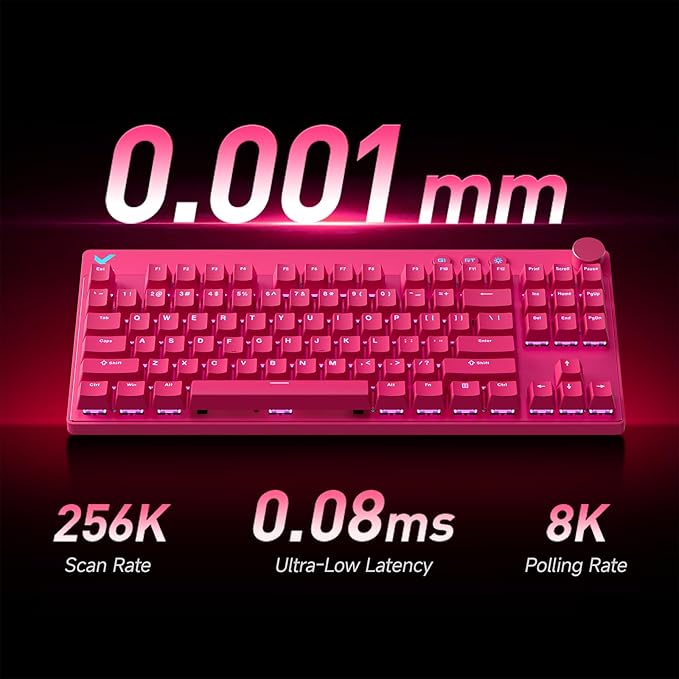 MCHOSE Mix 87 TKL Wired Gaming Keyboard Magnetic Switch Hall Effect Keyboards Rapid Trigger SOCD 8K Polling Rate Volume Knob Adjustable Actuation RGB HotSwap Red Apollo Switch