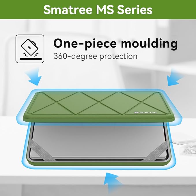Smatree MS94 Hard EVA Protective Sleeve with Stand Compatible for 15.6 inch HP Victus Gaming Laptop 15z/15t/15, for 16 inch HP Envy 16-h1097nr/16-h1047nr/16t-h1000 Waterproof Sleeve, Green