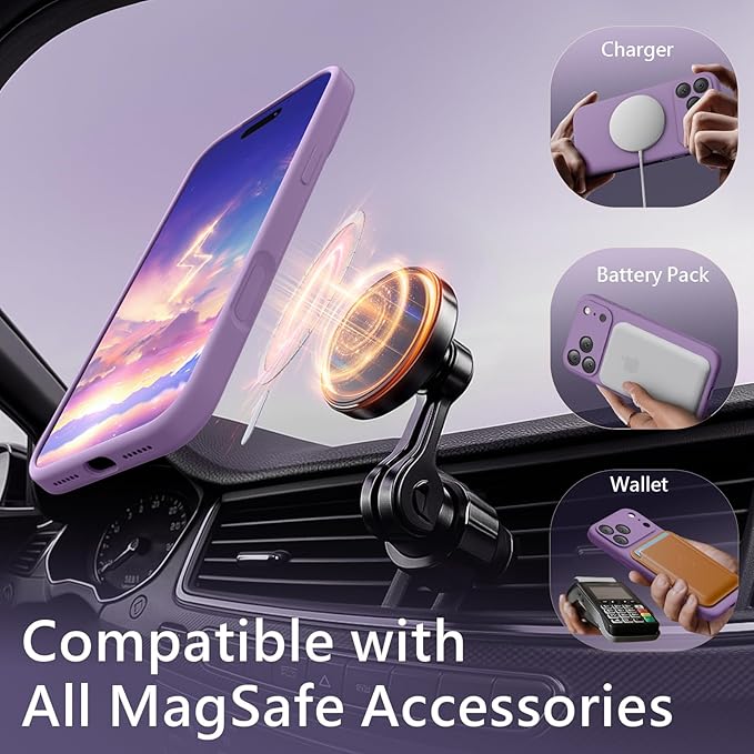 FireNova Magnetic for iPhone 17 Pro Case, Compatible with MagSafe, [Integrated Silicone Camera Control Button] [Camera Protection] Anti-Scratch Microfiber Lining Phone Case, 6.3", Light Purple
