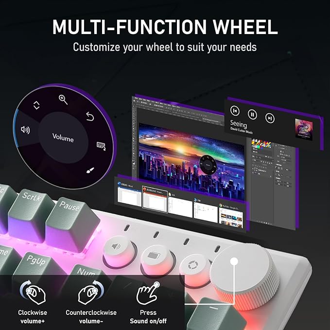 iRocks K74R Wireless RGB Illuminated Mechanical Gaming Keyboard, Hot-Swappable Switches, Easy-Clean Floating Design, PBT 107 Keys NKRO, Detachable USB-C Cable - Island Blue (Red Switches)