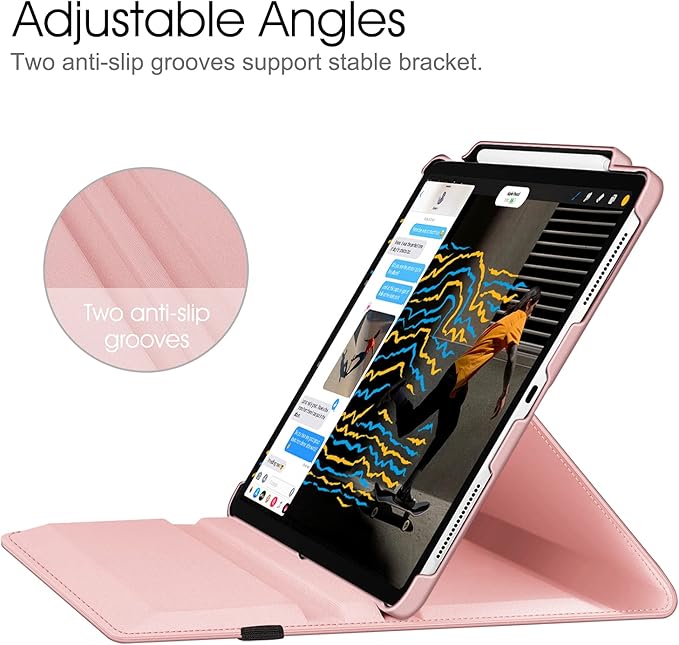 Fintie Rotating Case for iPad Pro 12.9-inch 6th Generation 2022-360 Degree Swiveling Protective Cover with Pencil Holder, Auto Sleep/Wake, Also Fit iPad Pro 12.9" 5th/4th/3rd Gen, Rose Gold