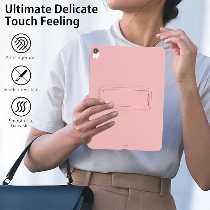 for iPad Air 11-inch M4/M3/M2 (2026/2025/2024) Case, Shockproof Protective Back Cover with Kickstand Slim Shell for Women Men, Pink