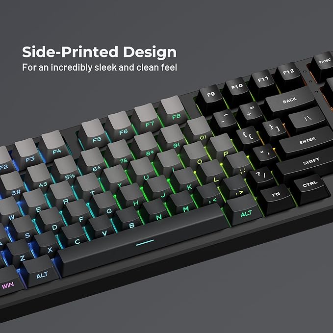 XVX PBT Keycaps - Side Printed Keycaps 60 65 75 100 Percent, Double Shot Shine Through Custom Key caps, Gradient Gray 136 Keys Set, OEM Profile, Minimalist Style for Cherry Gateron MX Switche Keyboard