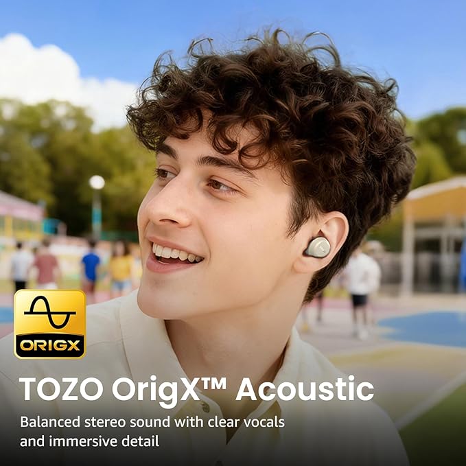 TOZO A1 Wireless Earbuds Bluetooth 5.3 Light Weight in Ear IPX5 Waterproof Headphones 2 Mic for AI Calls, Immersive Premium Sound Bass Headset with Charging Case, 32 Presets EQ Customization via App