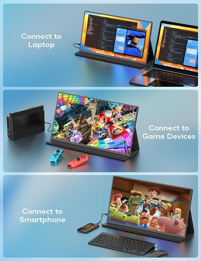 KEEPTIME 14.5" UHD IPS Matte Laptop Monitor, Slim Lightweight 1500:1 Dual USB-C HDMI Computer Gaming Display with Speakers, Travel Monitor for PC Phone PS5/4 Xbox Switch