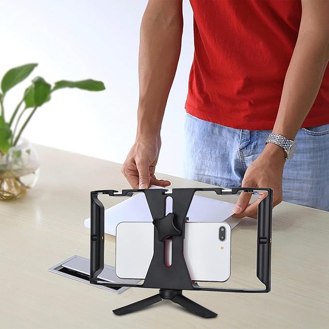 Smartphone Video Rig, Phone Video Cage Grip with Cold Shoe Mount Filmmaking Vlogging Case Phone Stabilizer Mount Phone Holder for Video Recording Handheld Stabilizer for Videomaker Videographer