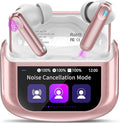 Thunelec Wireless Earbuds, Bluetooth 5.4 Headphones with Multifunctional Touch Screen, 48H Bass Stereo Ear Buds with ANC/ENC Noise Cancelling/Transparency Mode, IPX7 Earphones with 5 EQ Modes, Rose