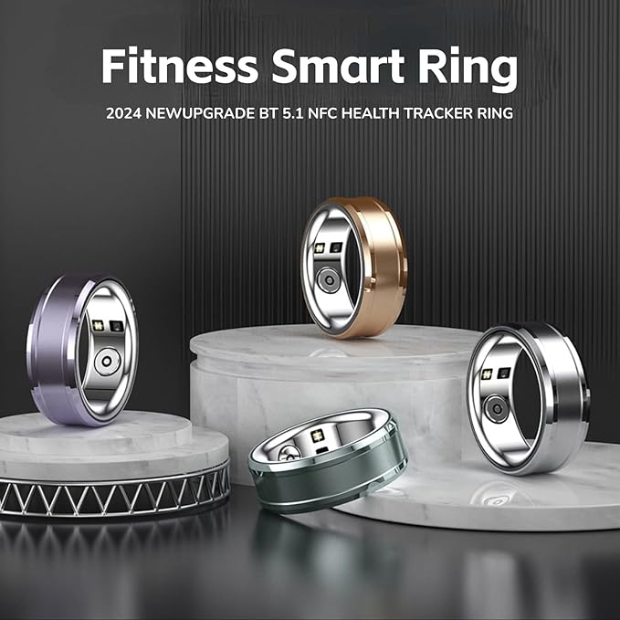 Yoidesu Fitness Smart Ring, 2024 New Upgrade BT 5.1 NFC Sleep Body Monitoring Health Ring with APP, IP68 Waterproof, Smart Pedometer, Phone Camera Remote Control, Size 20