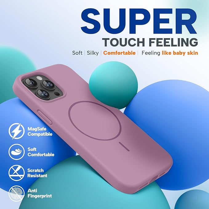 Miracase Magnetic for iPhone 13 Pro Max Case, [Soft Anti-Scratch Microfiber Lining], Magnetic for MagSafe, Liquid Silicone Shockproof Drop Protection Phone Case for 13 Pro Max, Blackcurrant