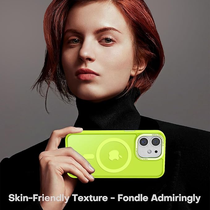 Newfuture Magnetic for iPhone 15 Case [Compatible with Magsafe] [Military Grade Drop Protection] Translucent Matte Anti-Fingerprint Shockproof Phone Case for iPhone 15 6.1 inch, Fluorescent Green