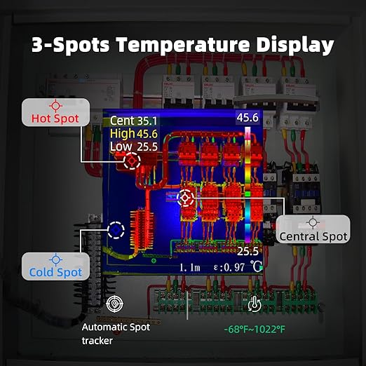 BSIDE Thermal Imaging Camera Multimeter 320×320 Resolution with 20000 Words Tester 3.98'' TFT Touchscreen 25Hz Infrared Thermal Camera (-20-550℃) 15 Thermal Palettes True RMS Auto-Ranging Multimeter