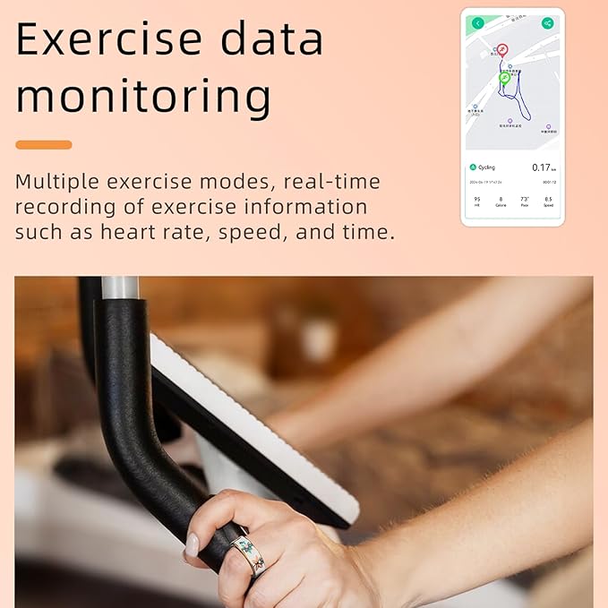 Yihou Smart Ring for Women Health Ring Fitness Ring with Enamel Fitness Tracker with Heart Rate Monitoring Sleep Monitor Distance Pedometer Calorie No Subscription Fee for Android iOS 9#