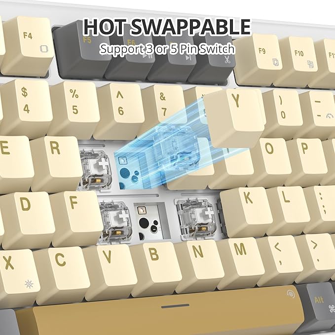 75% Wired Gaming Keyboard, Hot Swappable Gasket Mount, White Switch, 82 Keys TKL Mechanical Keyboard, NKRO Creamy for PC Laptop Windows Gamer (Glimmer)