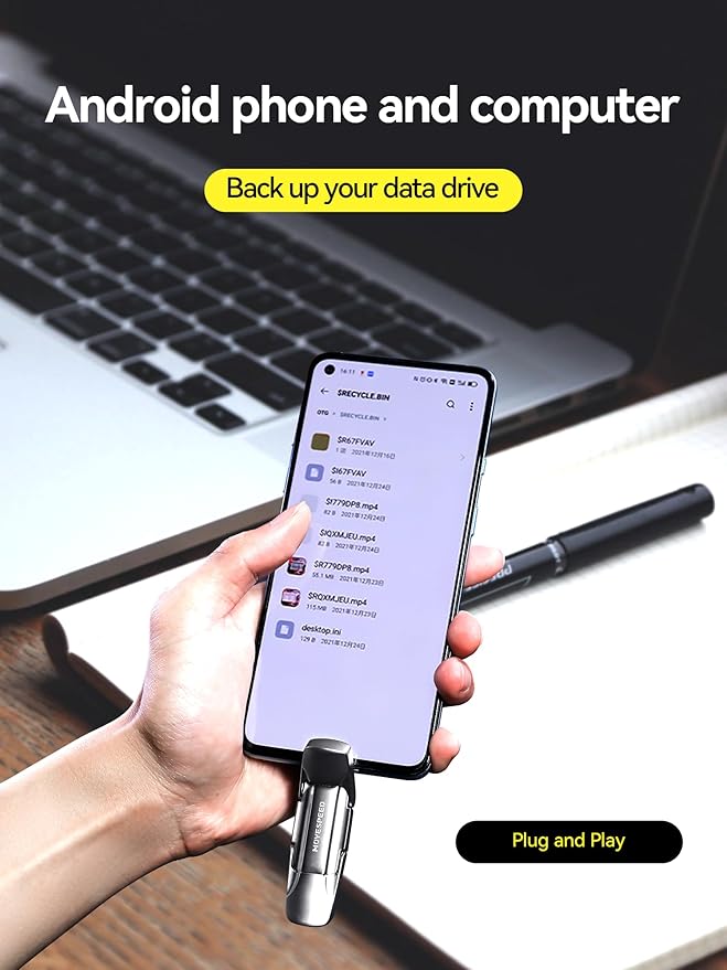 MOVE SPEED 512GB Solid State Flash Drive,520MB/s High Speed Type C USB Drive,USB 3.2 Thumb Drive Compatible with iPhone 15, 16, 17 Series/Android Phone/MacBook/Audio/Smart TV(1 Pack)