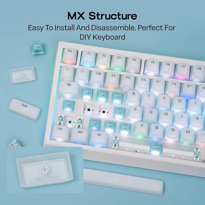 EPOMAKER AegisSil Keycap Set, Silicone Material, Cherry Profile, 113 Keys, 65%/75%/96%/Full Size, Custom Keyboard Keycaps Set for Cherry MX, Kailh, Outemu, Gateron Mechanical Gaming Keyboard (White)