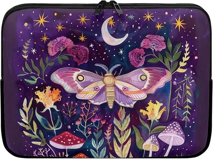 Butterfly Mushroom Laptop Protective Sleeve for Women 17 inch Computer Sleeve Bag Cute Portable Lap Top Case Suitable for Travel School Office Neatly Organizers Purple