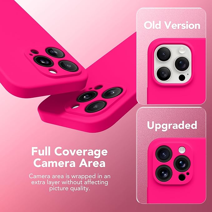 Magnetic for iPhone 14 Pro Max Case, Compatible with MagSafe, [Full Camera Protection][Screen Protector] Silicone Shockproof Protective Phone Case for iPhone 14 Pro Max 6.7", Hot Pink