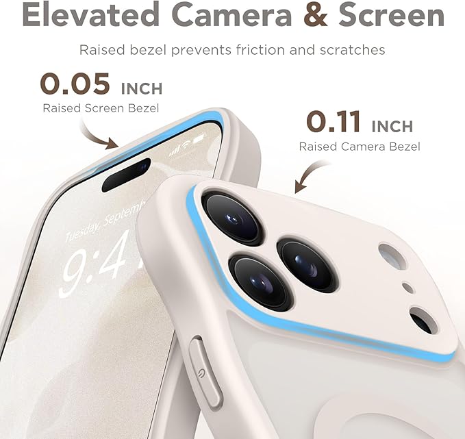 CAPRARO Magnetic for iPhone 17 Pro Max Case for Women Girls, Upgraded [Full Camera Protection] [Compatible with MagSafe] Cute Wave Translucent Matte Phone Case for iPhone 17 Pro Max, Stone