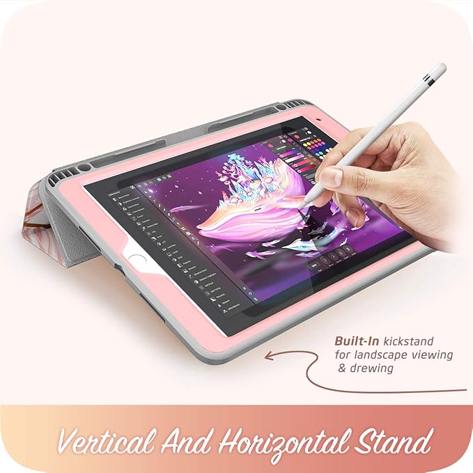 i-Blason Cosmo Case for iPad Air 3 10.5" 2019 (3rd Gen) / iPad Pro 10.5 2017, [Built-in Screen Protector] Trifold Stand Protective Case Cover with Pencil Holder and Auto Sleep/Wake, Marble, 10.5"