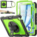 SEYMAC stock Case for iPad Air 13-inch M4-M2 2026-2024 (Gen 8-6), Shockproof Heavy Duty Case with Screen Protector, Pencil Holder, Rotating Stand, Hand Strap, Shoulder Strap, Green