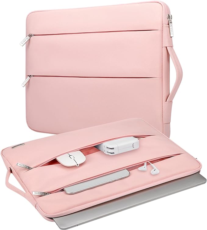 Voova Laptop Sleeve Carrying Case 13 13.6 Inch Compatible with MacBook Air 13 M1/M2/M3/M4, MacBook Pro 13/14, IPad Pro 13, Waterproof Slim Computer Cover Bag, Sakura Pink