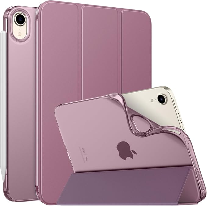 MoKo Case Fit New iPad mini 7 (A17 Pro) 2024, iPad mini 6th Generation Case 2021 (8.3-inch), iPad mini 6 Case, Soft TPU Translucent Frosted Back Cover Case for iPad mini 7th, Smokey Purple