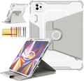 Rotating Case for iPad Pro 11" 4th/3rd/2nd Gen, iPad Pro 11 Smart Cover with Pencil Holder, Techcircle Hybrid TPU+PC Magnetic Cover Soft Bumper Slim Fit Folio Shockproof Protective Case-Light Gray