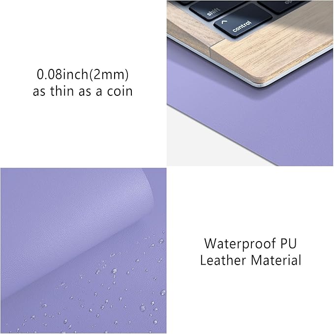 Leather Desk Pad Protector, Mouse Pad, Non-Slip Computer Mat for Desk, PU Leather Office Desk Mat for Home & Office, Waterproof Laptop Desk Blotter for Keyboard and Mouse, Taro Purple (15.7''X31.5'')