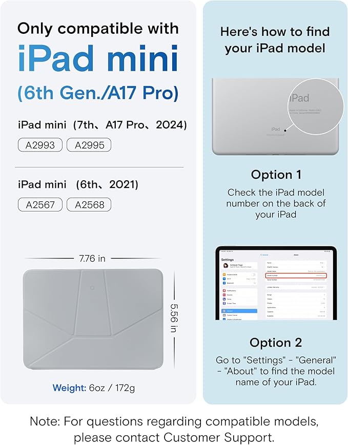 MOFT Dynamic Folio Case for iPad mini 7th A17 Pro 2024 & iPad mini 6th A15 2021, 8.3 Inch Slim Magnetic Stand Case with 20+ Viewing Angles, Auto Wake/Sleep, Ultra Thin, Cement x Sapphire